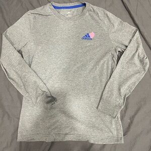 Adidas Gray Shirt with Blue Trim
